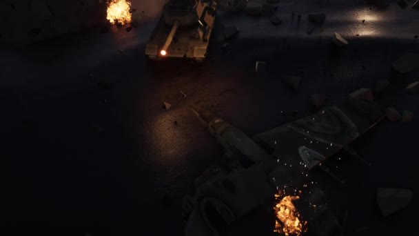 Destruction Tank Background Devastating Wall Animation — Stock Video