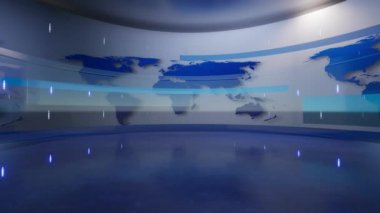 3D Sanal Haber Stüdyosu Arkaplanı. 3d oluşturma