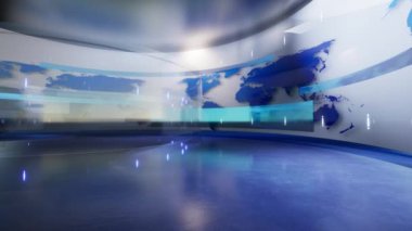 3D Sanal Haber Stüdyosu Arkaplanı. 3d oluşturma