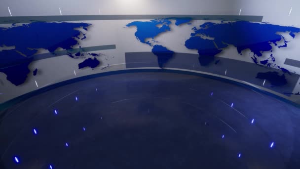 3D仮想ニューススタジオの背景 3Dレンダリング — ストック動画