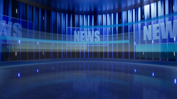 3D Virtual News Studio Background. 3d rendering