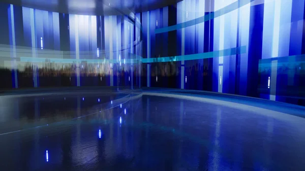 3D Sanal Haber Stüdyosu Arkaplanı. 3d oluşturma