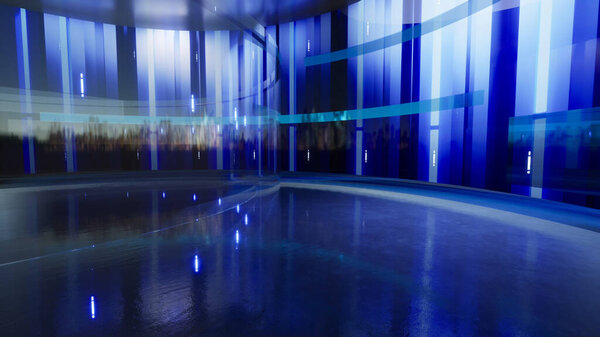 3D Virtual News Studio Background. 3d rendering