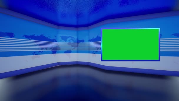 クロマ映像用のバーチャルセットスタジオ 3Dレンダリングの背景は あらゆる種類のニュースや情報のプレゼンテーションに最適です 背景にはスタイリッシュで清潔なレイアウトが特徴です — ストック動画