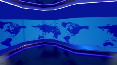 Chroma için Sanal Set Stüdyosu. 3D görüntüleme arkaplanı herhangi bir haber veya bilgi sunumu için mükemmeldir. Arka planda şık ve temiz bir düzen var.