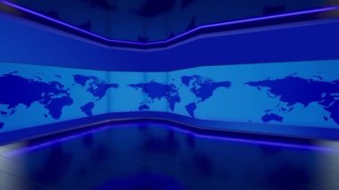 Chroma için Sanal Set Stüdyosu. 3D görüntüleme arkaplanı herhangi bir haber veya bilgi sunumu için mükemmeldir. Arka planda şık ve temiz bir düzen var.