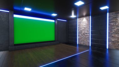 Haber Stüdyosu, TV programları için arkaplan .tv Wall3D Sanal Haber Stüdyosu Arkaplanı, 3D illüstrasyon