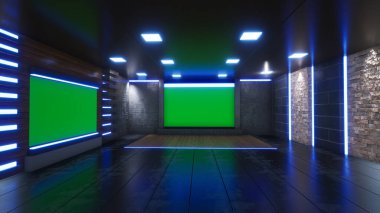 Haber Stüdyosu, TV programları için arkaplan .tv Wall3D Sanal Haber Stüdyosu Arkaplanı, 3D illüstrasyon