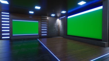 Haber Stüdyosu, TV programları için arkaplan .tv Wall3D Sanal Haber Stüdyosu Arkaplanı, 3D illüstrasyon