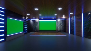 Haber Stüdyosu, TV programları için arkaplan .tv Wall3D Sanal Haber Stüdyosu Arkaplanı, 3D illüstrasyon