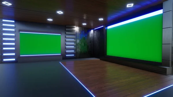 News Studio, Backdrop For TV Shows .TV On Wall.3D Virtual News Studio Background, 3d illustration