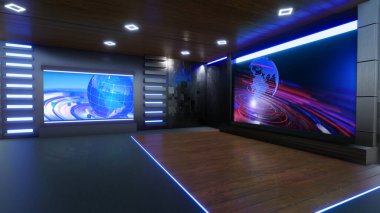 Haber Stüdyosu, TV programları için arkaplan .tv Wall3D Sanal Haber Stüdyosu Arkaplanı, 3D illüstrasyon