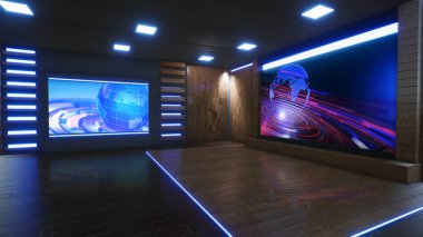Haber Stüdyosu, TV programları için arkaplan .tv Wall3D Sanal Haber Stüdyosu Arkaplanı, 3D illüstrasyon