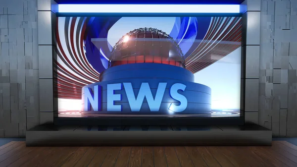 News Studio Backdrop Műsorok Falon Virtuális Hírek Studio Háttér Illusztráció — Stock Fotó