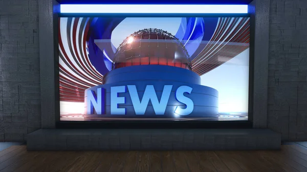 News Studio Backdrop Shows Wall Virtual News Studio Background Illustration — Stock Photo, Image