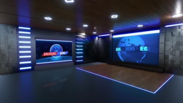 News Studio Hintergrund Für Shows Auf Wall Virtual News Studio — Stockvideo