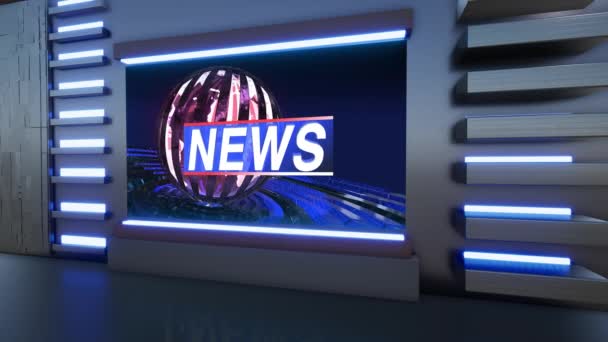 新闻演播室 电视背景图 壁面电视 3D虚拟新闻演播室背景 — 图库视频影像