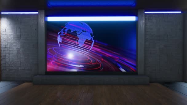 Nieuws Studio Achtergrond Voor Shows Wall Virtual News Studio Achtergrond — Stockvideo