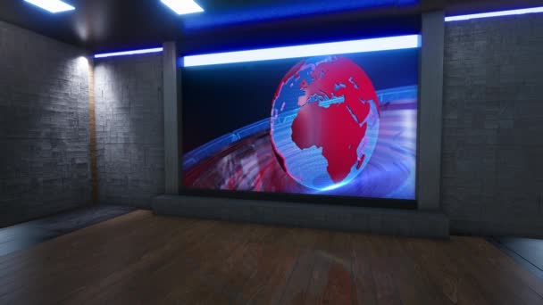 News Studio Backdrop Shows Wall Virtual News Studio Background — Stock video
