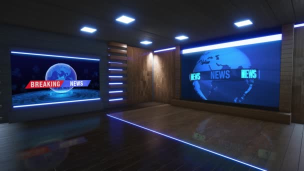 News Studio Hintergrund Für Shows Auf Wall Virtual News Studio — Stockvideo