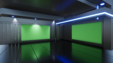 Haber Stüdyosu, TV programları için arkaplan .tv Wall3D Sanal Haber Stüdyosu Arkaplanı, 3D illüstrasyon