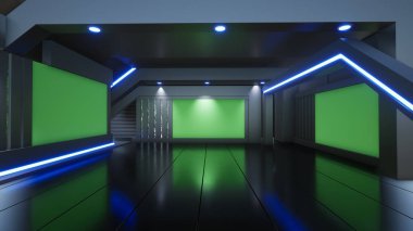 Haber Stüdyosu, TV programları için arkaplan .tv Wall3D Sanal Haber Stüdyosu Arkaplanı, 3D illüstrasyon