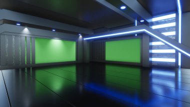 Haber Stüdyosu, TV programları için arkaplan .tv Wall3D Sanal Haber Stüdyosu Arkaplanı, 3D illüstrasyon