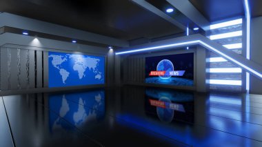 Haber Stüdyosu, TV programları için arkaplan .tv Wall3D Sanal Haber Stüdyosu Arkaplanı, 3D illüstrasyon