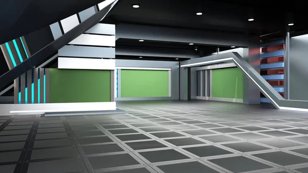 News Studio Backdrop Shows Wall Virtual News Studio Background Illustration — 图库照片