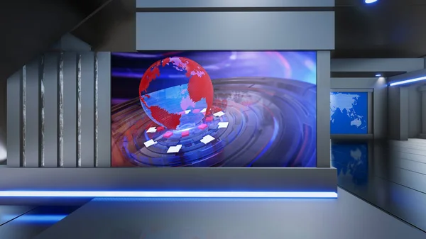 News Studio Backdrop Για Τηλεοπτικές Εκπομπές Wall Virtual News Studio — Φωτογραφία Αρχείου