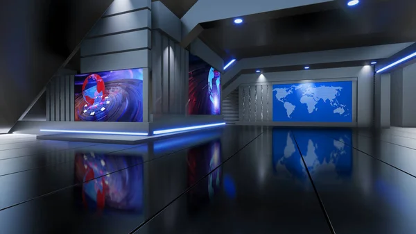 Haber Stüdyosu, TV programları için arkaplan .tv Wall3D Sanal Haber Stüdyosu Arkaplanı, 3D illüstrasyon