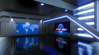 Haber Stüdyosu, TV programları için arkaplan .tv Wall3D Sanal Haber Stüdyosu
