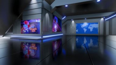 Haber Stüdyosu, TV programları için arkaplan .tv Wall3D Sanal Haber Stüdyosu