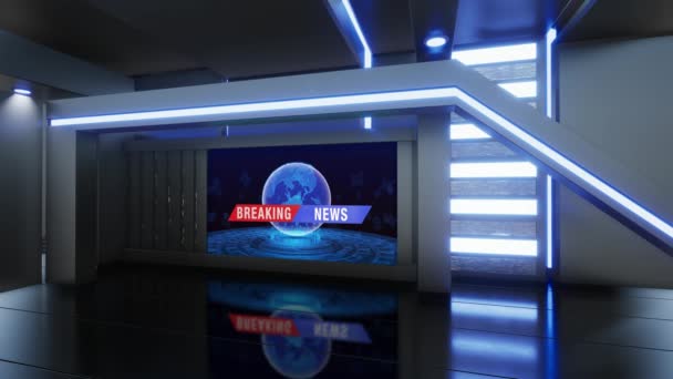 News Studio Backdrop Για Τηλεοπτικές Εκπομπές Wall Virtual News Studio — Αρχείο Βίντεο