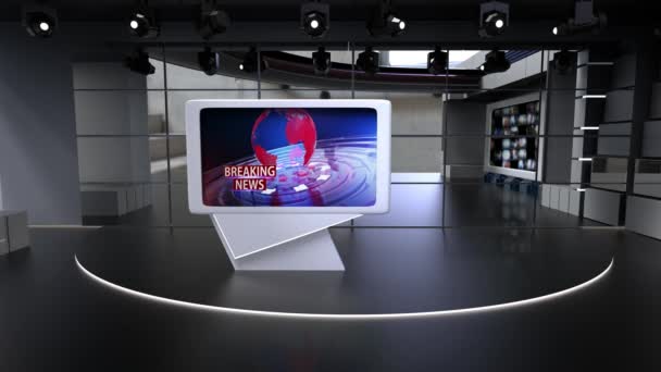 Nieuws Studio Achtergrond Voor Shows Wall Virtual News Studio Achtergrond — Stockvideo