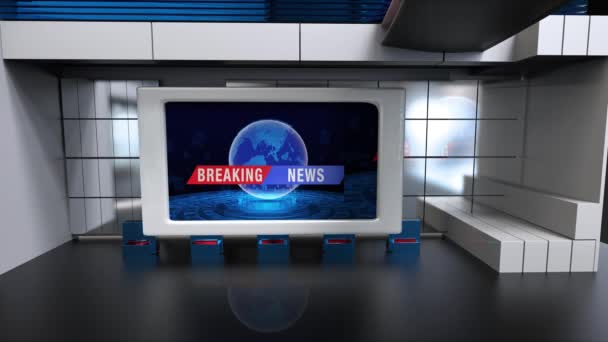 Estudio Noticias Telón Fondo Para Programas Televisión Wall Virtual News — Vídeos de Stock