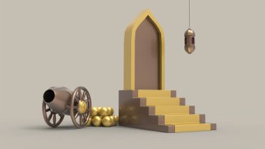 3D Ramazan Kareem Arkaplanı, 3d illüstrasyon