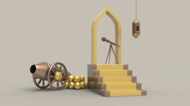 3D Ramazan Kareem Arkaplanı, 3d illüstrasyon