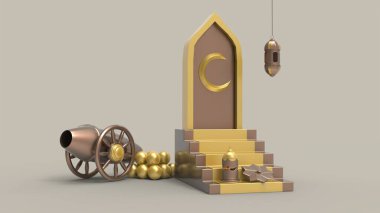 3D Ramazan Kareem Arkaplanı, 3d illüstrasyon