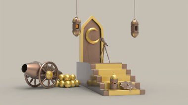 3D Ramazan Kareem Arkaplanı, 3d illüstrasyon