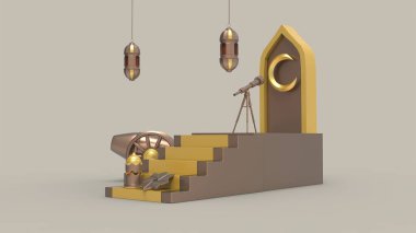 3D Ramazan Kareem Arkaplanı, 3d illüstrasyon