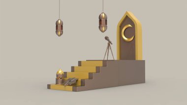 3D Ramazan Kareem Arkaplanı, 3d illüstrasyon