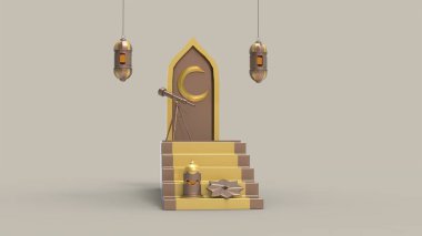 3D Ramazan Kareem Arkaplanı, 3d illüstrasyon