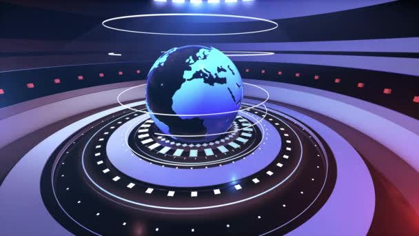 World News Background Loop Digital World Breaking News Studio Background — Stock Video