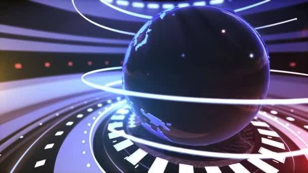 3Dワールドニュースの背景ループ デジタルワールド速報ニューススタジオの背景 — ストック動画
