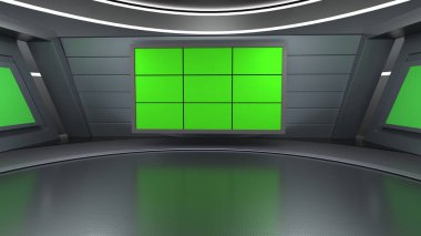 Haber Stüdyosu, TV programları için arkaplan .tv Wall3D Sanal Haber Stüdyosu Arkaplanı, 3D illüstrasyon