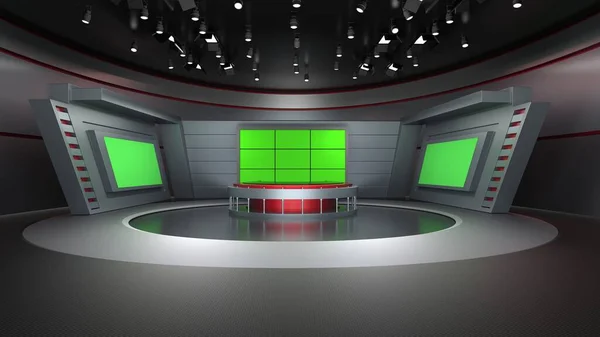 ニューススタジオ テレビ番組の背景 Wall 3D仮想ニューススタジオの背景 3Dイラスト — ストック写真