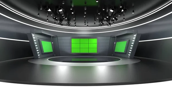 News Studio Backdrop Shows Wall Virtual News Studio Background Illustration — 图库照片