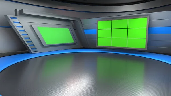 News Studio Backdrop Shows Wall Virtual News Studio Background Illustration — Stock Photo, Image