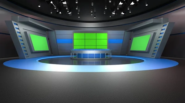 News Studio, Backdrop For TV Shows .TV On Wall.3D Virtual News Studio Background, 3d illustration